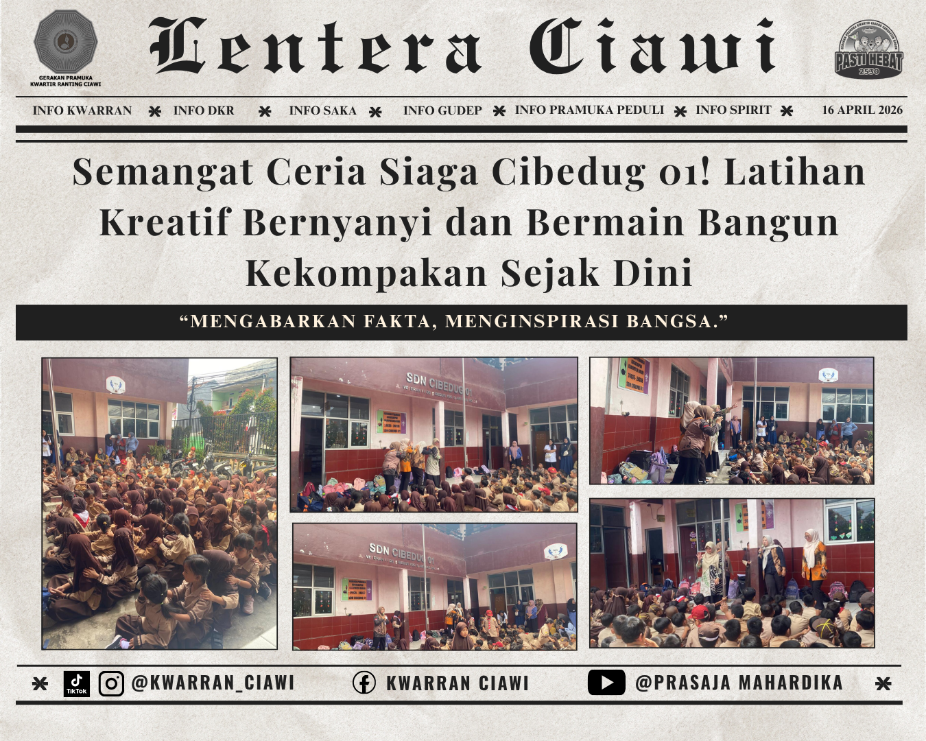 Semangat Ceria Siaga Cibedug 01! Latihan Kreatif Bernyanyi dan Bermain Bangun Kekompakan Sejak Dini