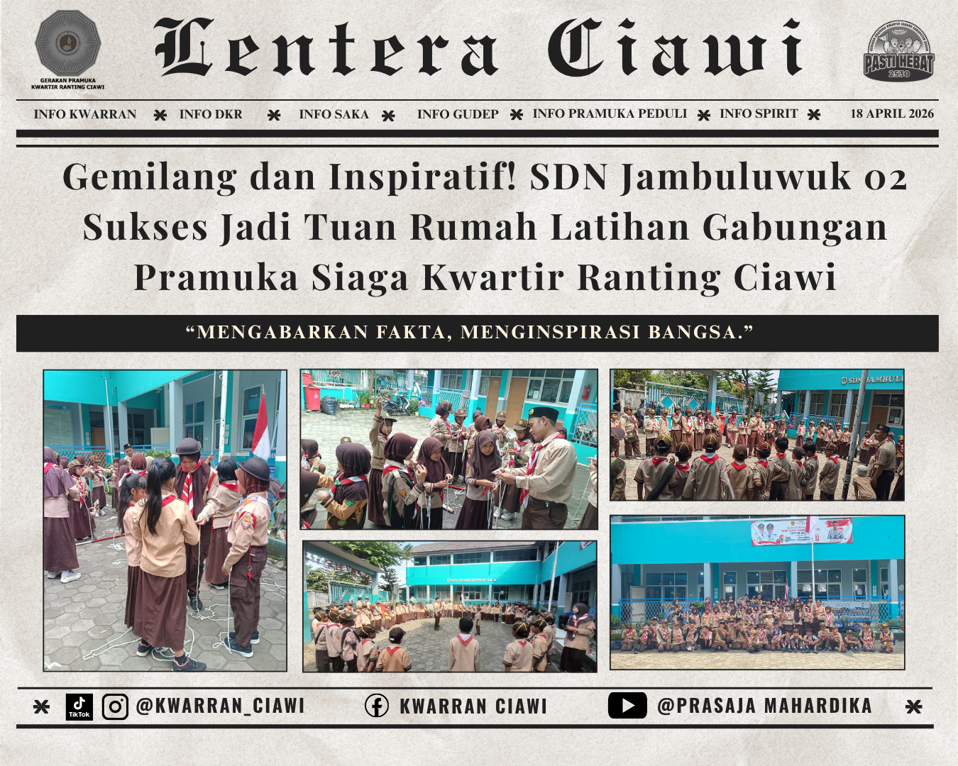 Gemilang dan Inspiratif! SDN Jambuluwuk 02 Sukses Jadi Tuan Rumah Latihan Gabungan Pramuka Siaga Kwartir Ranting Ciawi