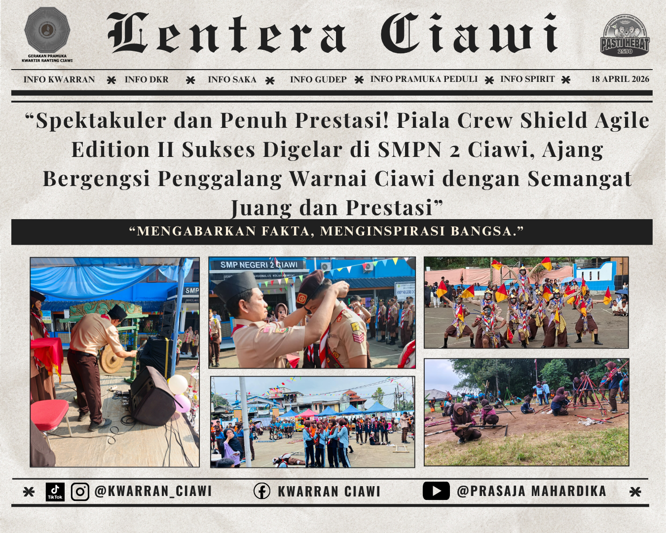 “Spektakuler dan Penuh Prestasi! Piala Crew Shield Agile Edition II Sukses Digelar di SMPN 2 Ciawi, Ajang Bergengsi Penggalang Warnai Ciawi dengan Semangat Juang dan Prestasi”