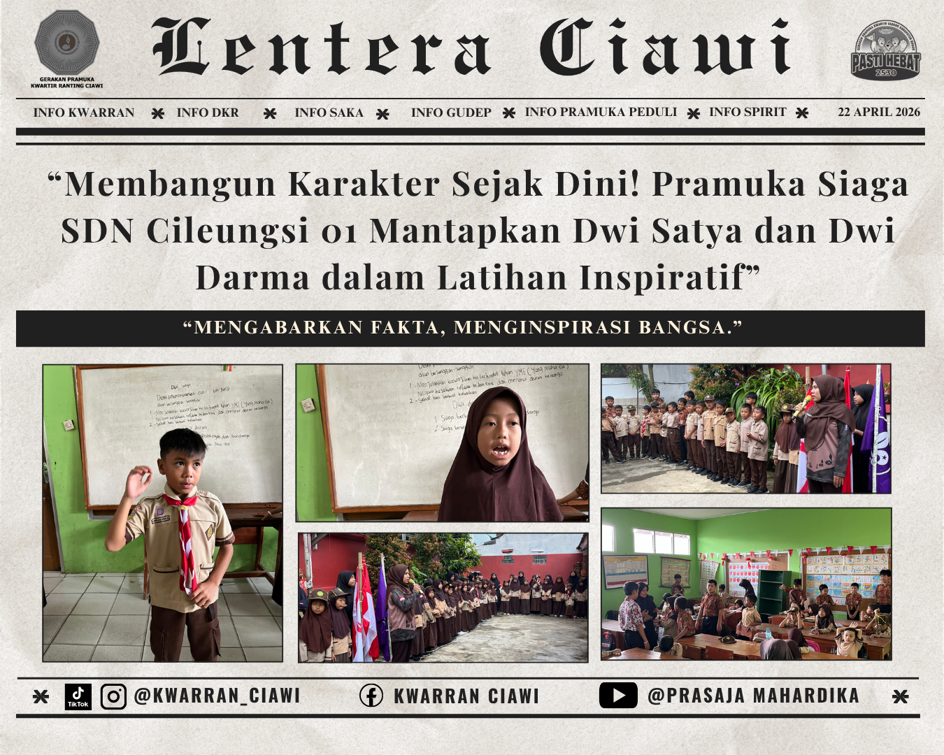 “Membangun Karakter Sejak Dini! Pramuka Siaga SDN Cileungsi 01 Mantapkan Dwi Satya dan Dwi Darma dalam Latihan Inspiratif”