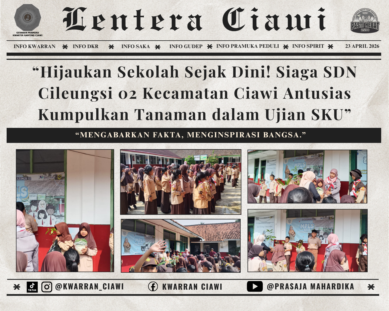 “Hijaukan Sekolah Sejak Dini! Siaga SDN Cileungsi 02 Kecamatan Ciawi Antusias Kumpulkan Tanaman dalam Ujian SKU”