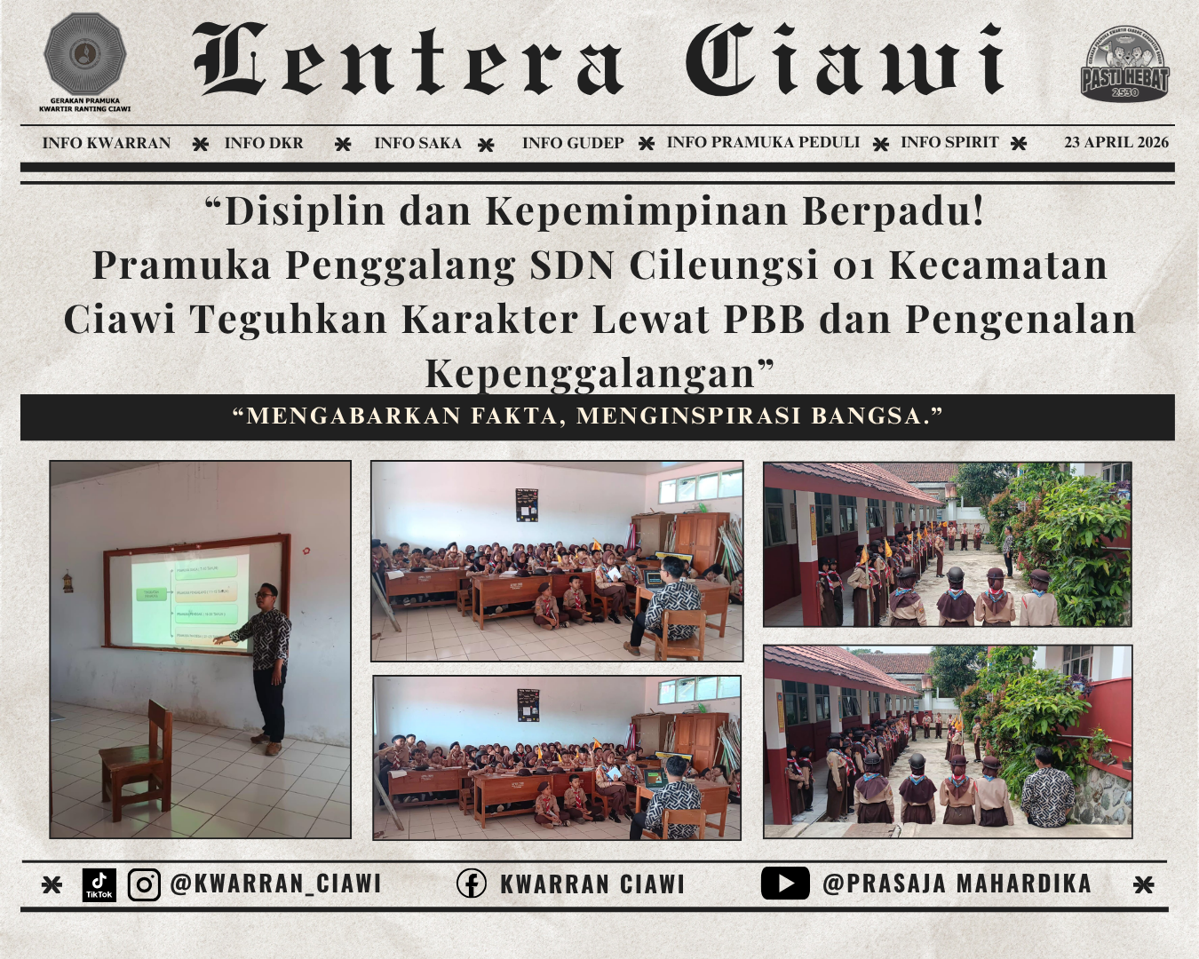 “Disiplin dan Kepemimpinan Berpadu! Pramuka Penggalang SDN Cileungsi 01 Kecamatan Ciawi Teguhkan Karakter Lewat PBB dan Pengenalan Kepenggalangan”