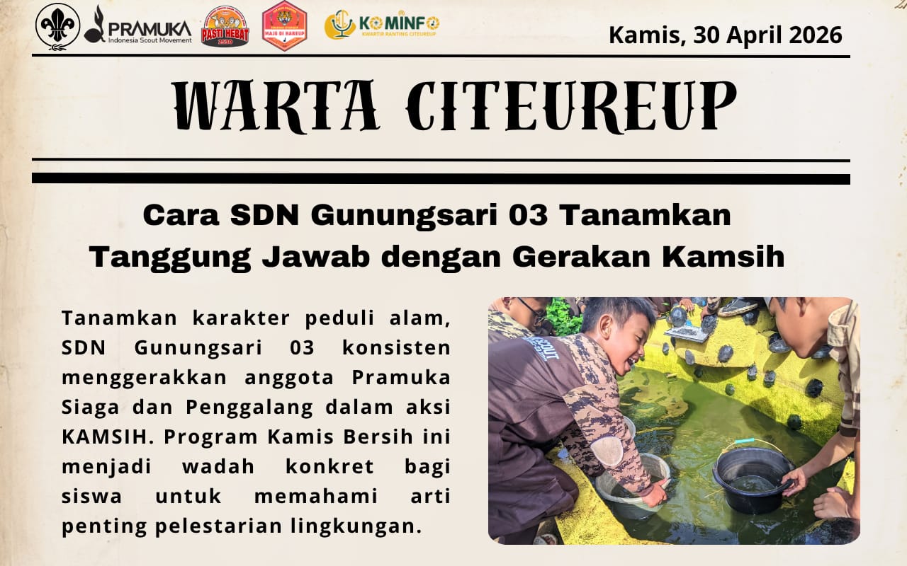 SEMANGAT KAMIS BERSIH : SDN GUNUNGSARI 03 TUNJUKKAN AKSI PEDULI LINGKUNGAN