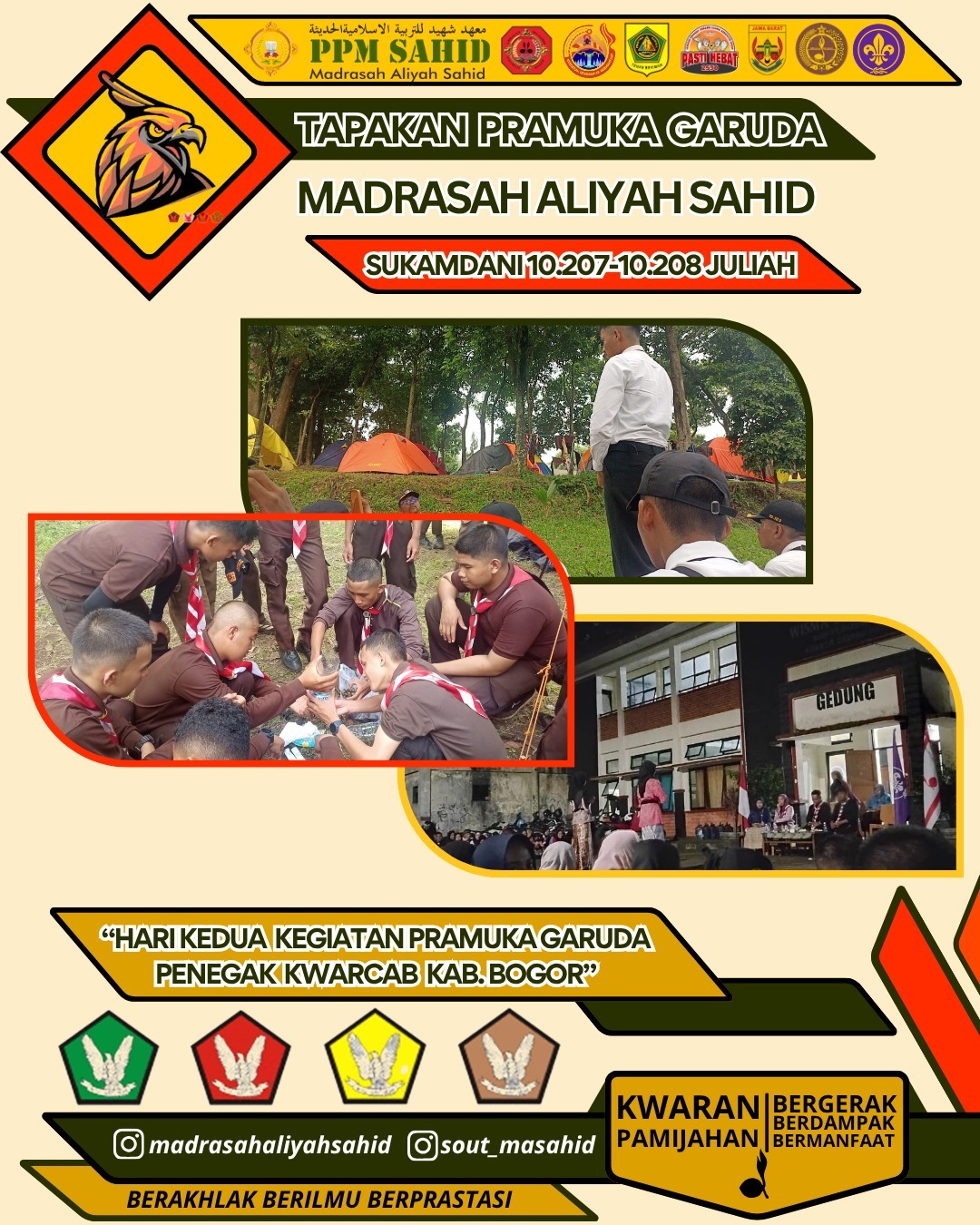 🦅⚜️ Tetap Semangat dan Tangguh! Pramuka MA Sahid Jalani Hari Kedua Pramuka Garuda Penegak Kwarcab Bogor 🔥