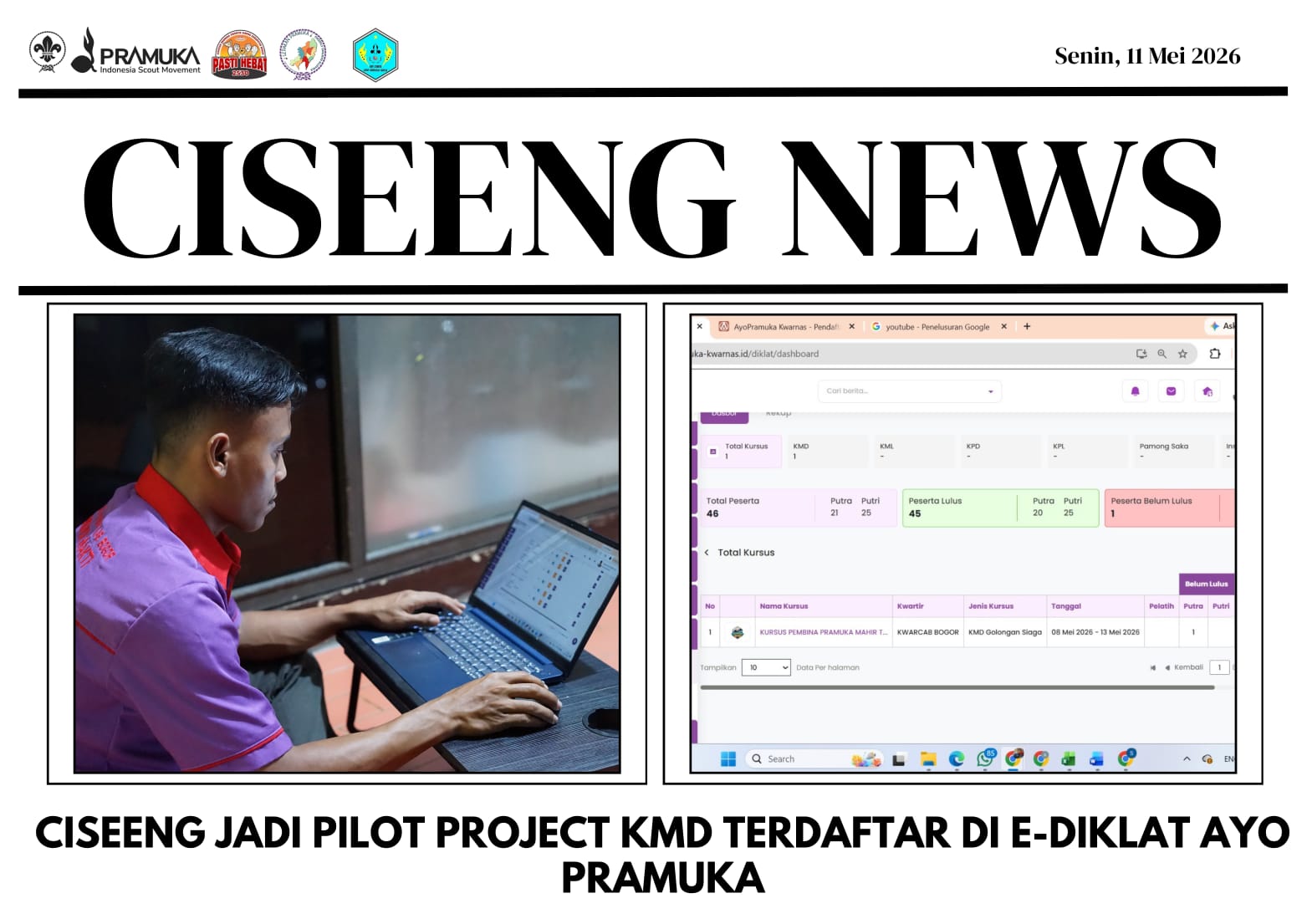 CISEENG JADI PILOT PROJECT KMD TERDAFTAR DI E-DIKLAT AYO PRAMUKA