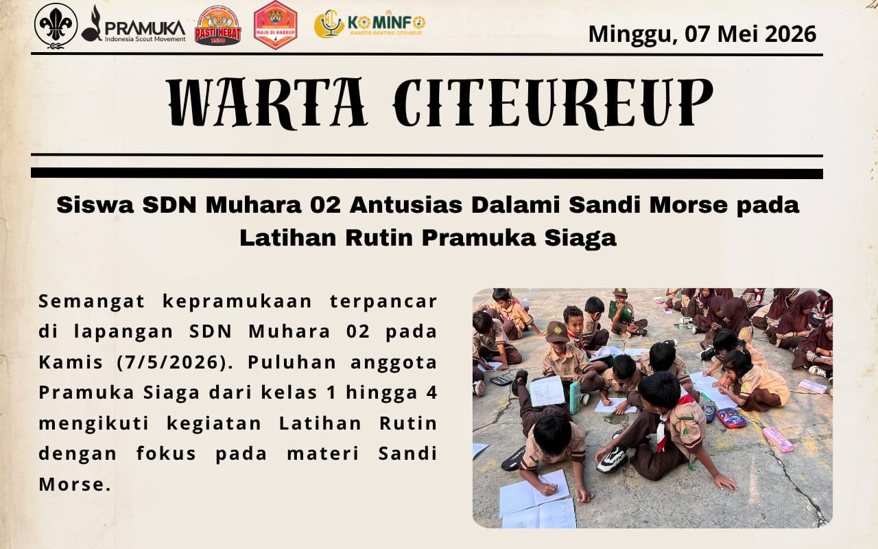SISWA SDN MUHARA 02 ANTUSIAS DALAMI SANDI PADA LATIHAN RUTIN PRAMUKA SIAGA