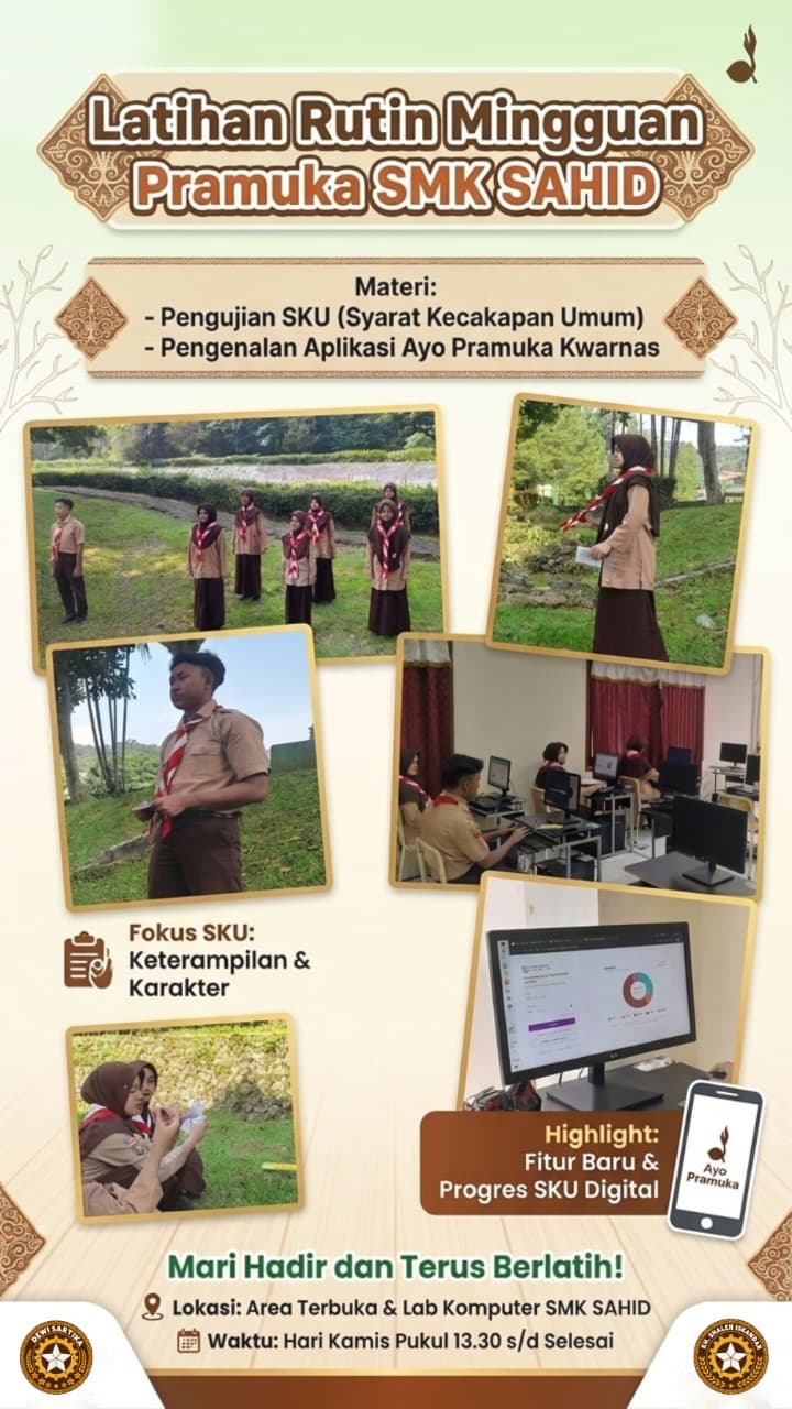 📱⚜️ Melek Digital dan Kepramukaan! Pramuka SMK Sahid Gelar Latihan SKU dan Aplikasi Ayo Pramuka 🔥