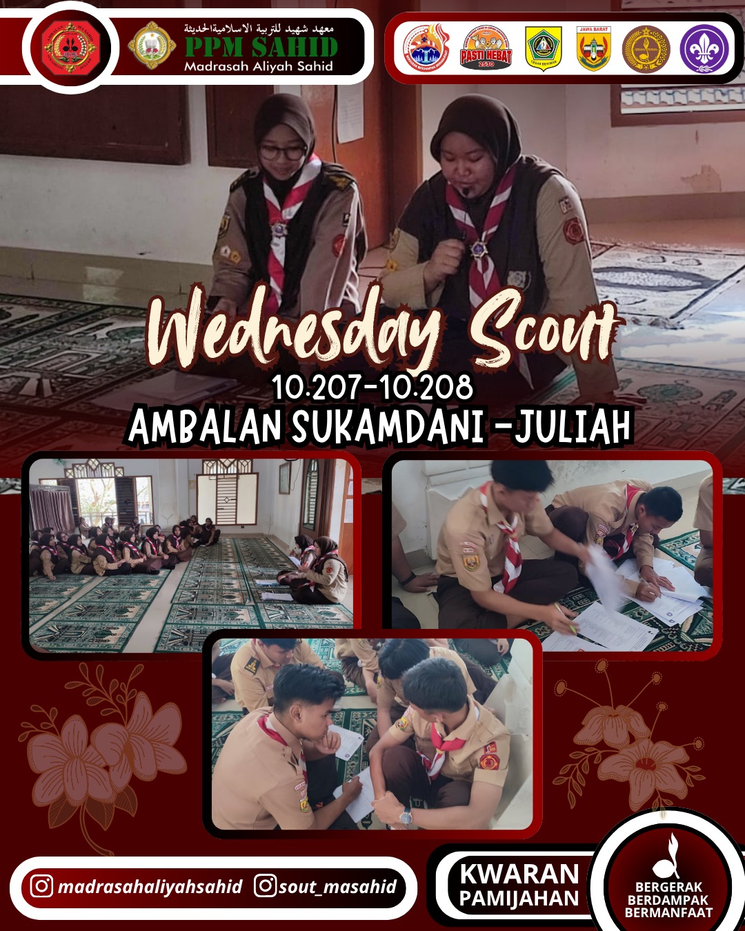 Pramuka Madrasah Aliyah (MA) Sahid melaksanakan kegiatan latihan rutin mingguan