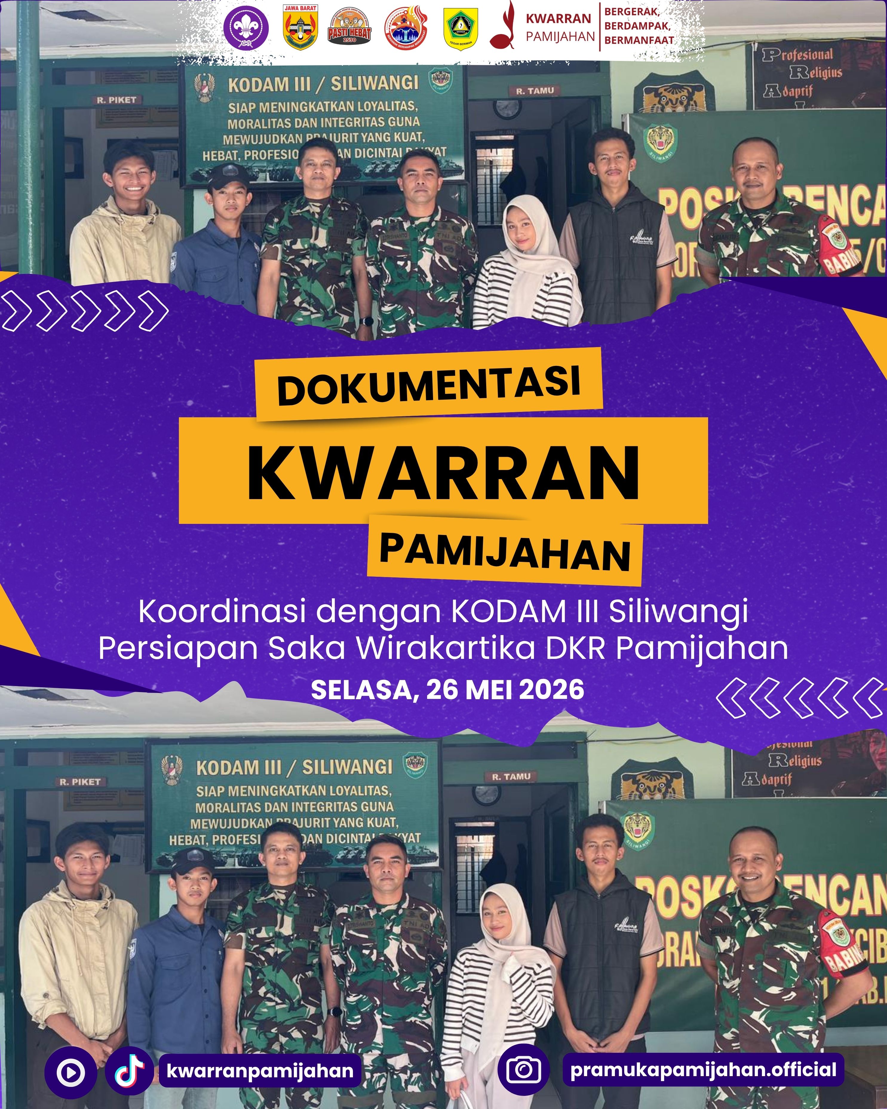 ⚜️ Perkuat Sinergi dan Persiapan! DKR Pamijahan Lakukan Koordinasi dengan Kodam III/Siliwangi untuk SAKA Wira Kartika 🔥
