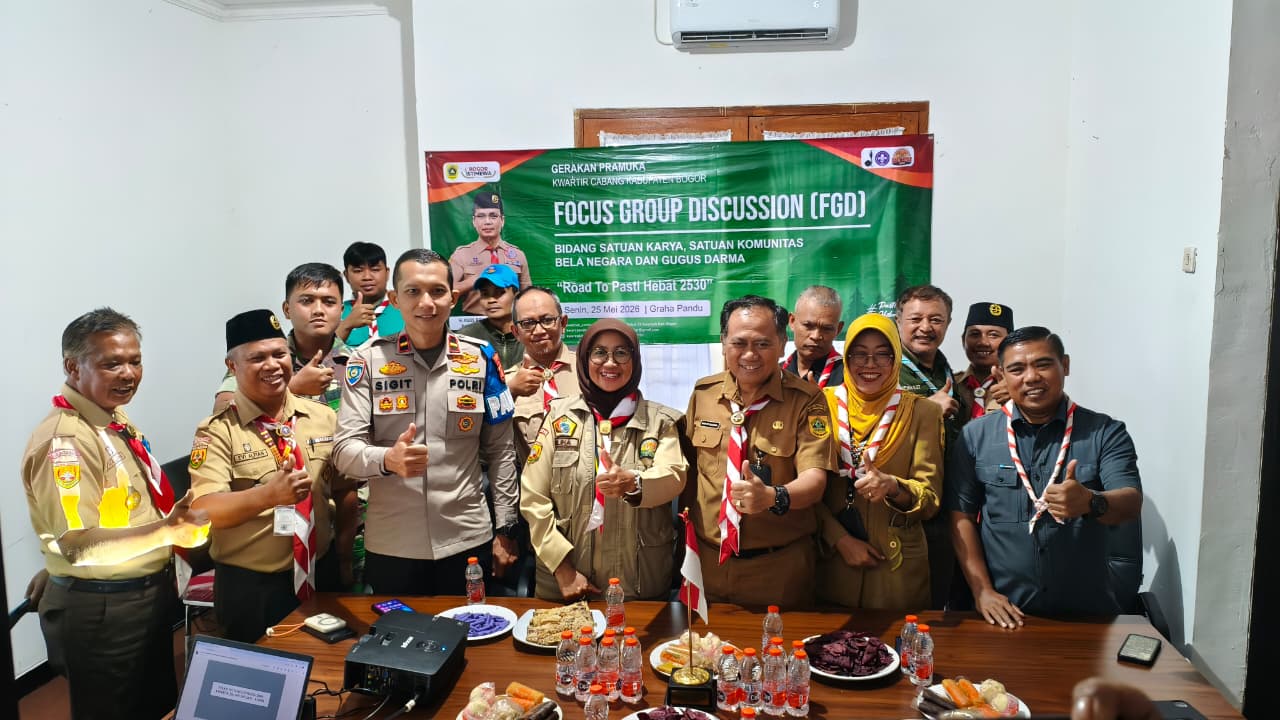 Perkuat Sinergi Kesakaan dan Bela Negara, Kwarcab Kabupaten Bogor Gelar FGD Bidang SAKO, SAKA, BELA NEGARA dan Gugus Darma di Graha Pandu
