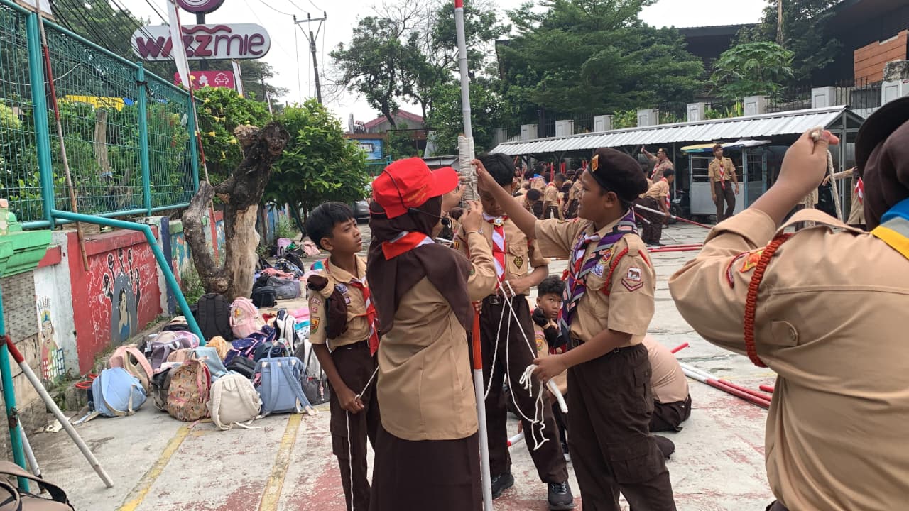 Materi Pembuatan Tiang Bendera pada Latihan Gabungan Penggalang Kwartir Ranting Cileungsi