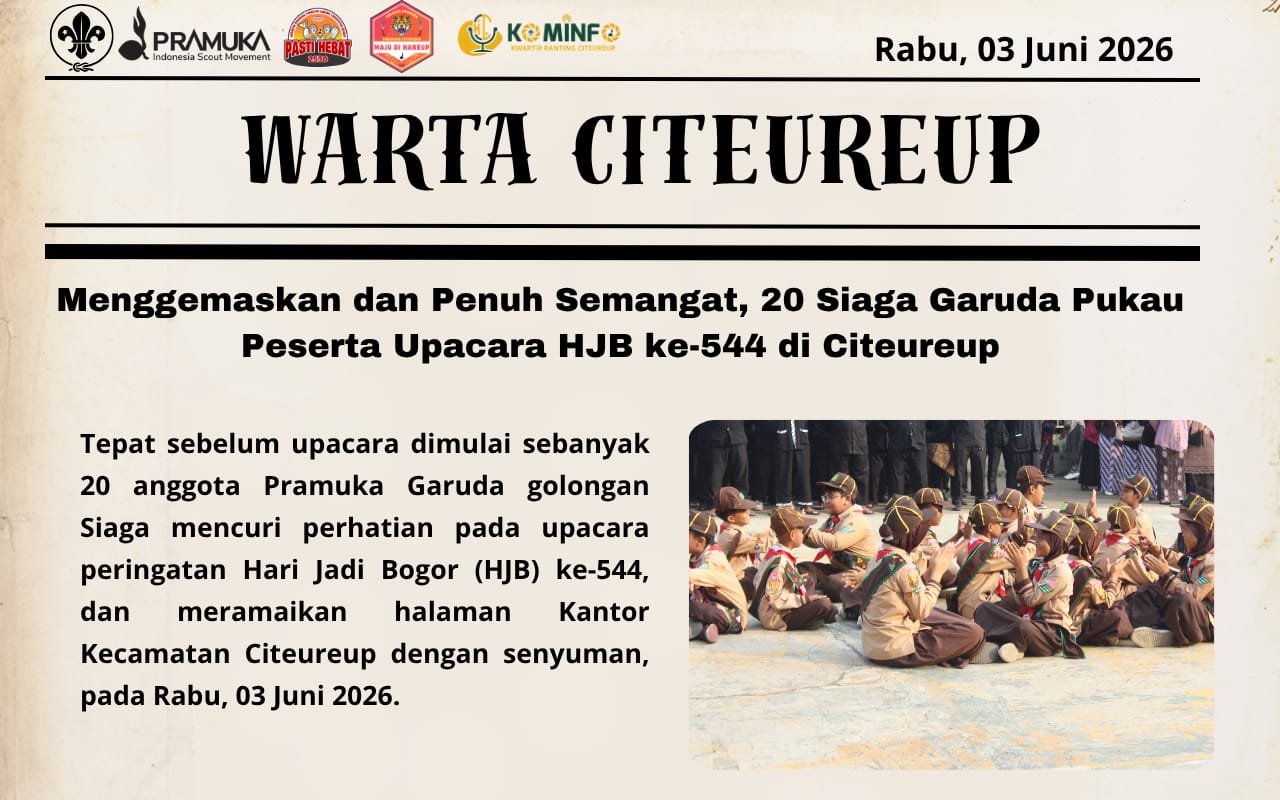 MENGGEMASKAN DAN PENUH SEMANGAT : SIAGA GARUDA DI UPACARA HJB KE-544 TINGKAT KECAMATAN CITEUREUP