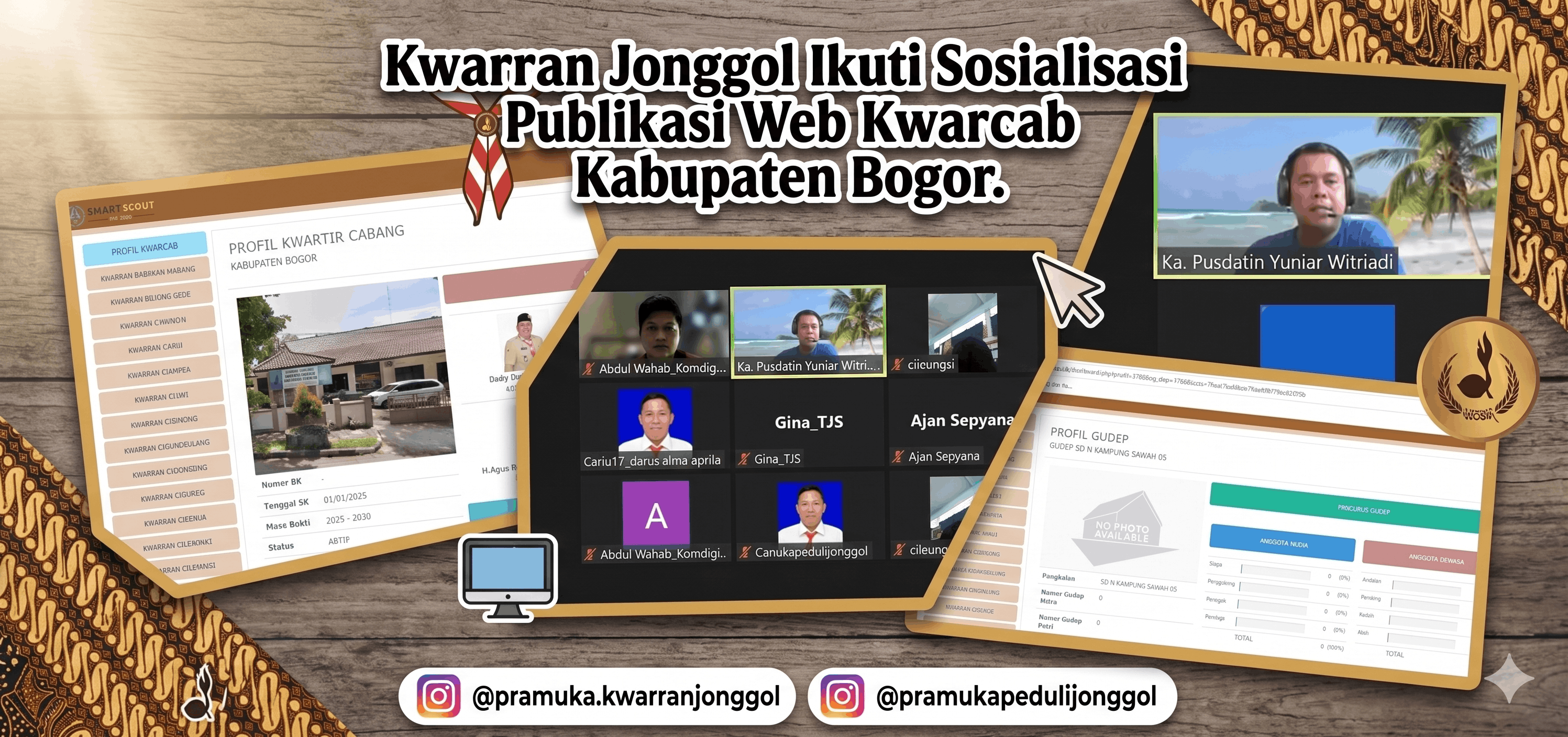 Tingkatkan Eksistensi Digital, Kwarran Jonggol Ikuti Sosialisasi Publikasi Smart Scout & Web Kwarcab Kabupaten Bogor