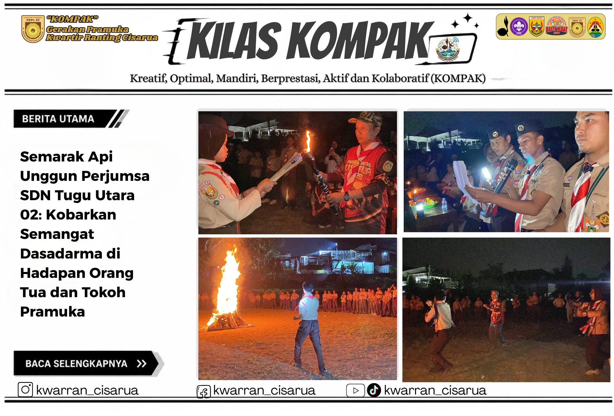 Semarak Api Unggun Perjumsa SDN Tugu Utara 02: Kobarkan Semangat Dasadarma di Hadapan Orang Tua dan Tokoh Pramuka