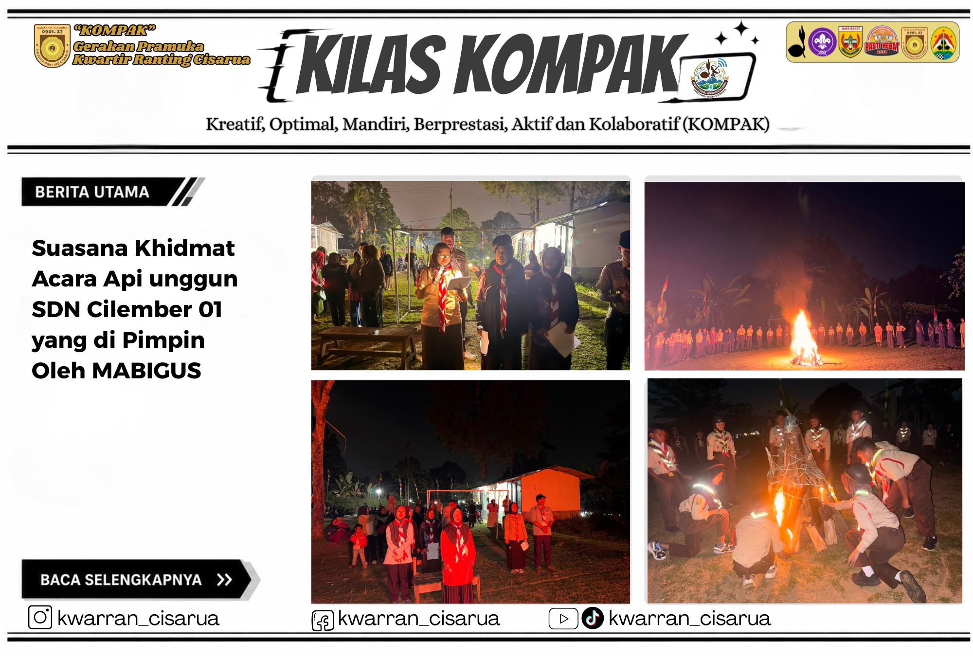 Suasana Khidmat Acara Api unggun SDN Cilember 01 yang di Pimpin Oleh MABIGUS