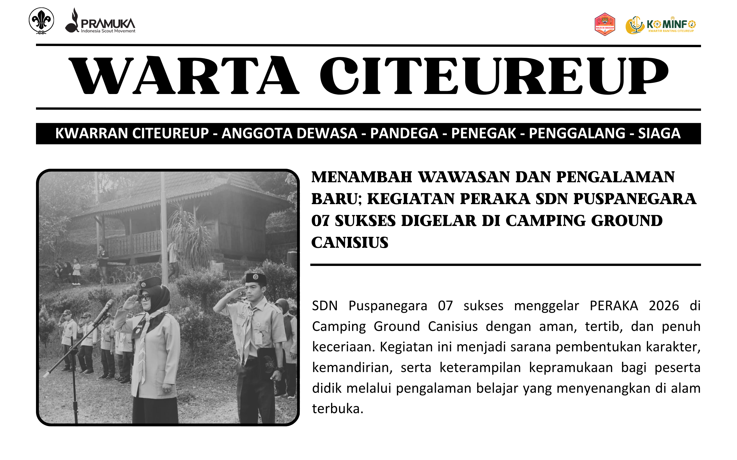 MENAMBAH WAWASAN DAN PENGALAMAN BARU; KEGIATAN PERAKA SDN PUSPANEGARA 07 SUKSES DIGELAR DI CAMPING GROUND CANISIUS