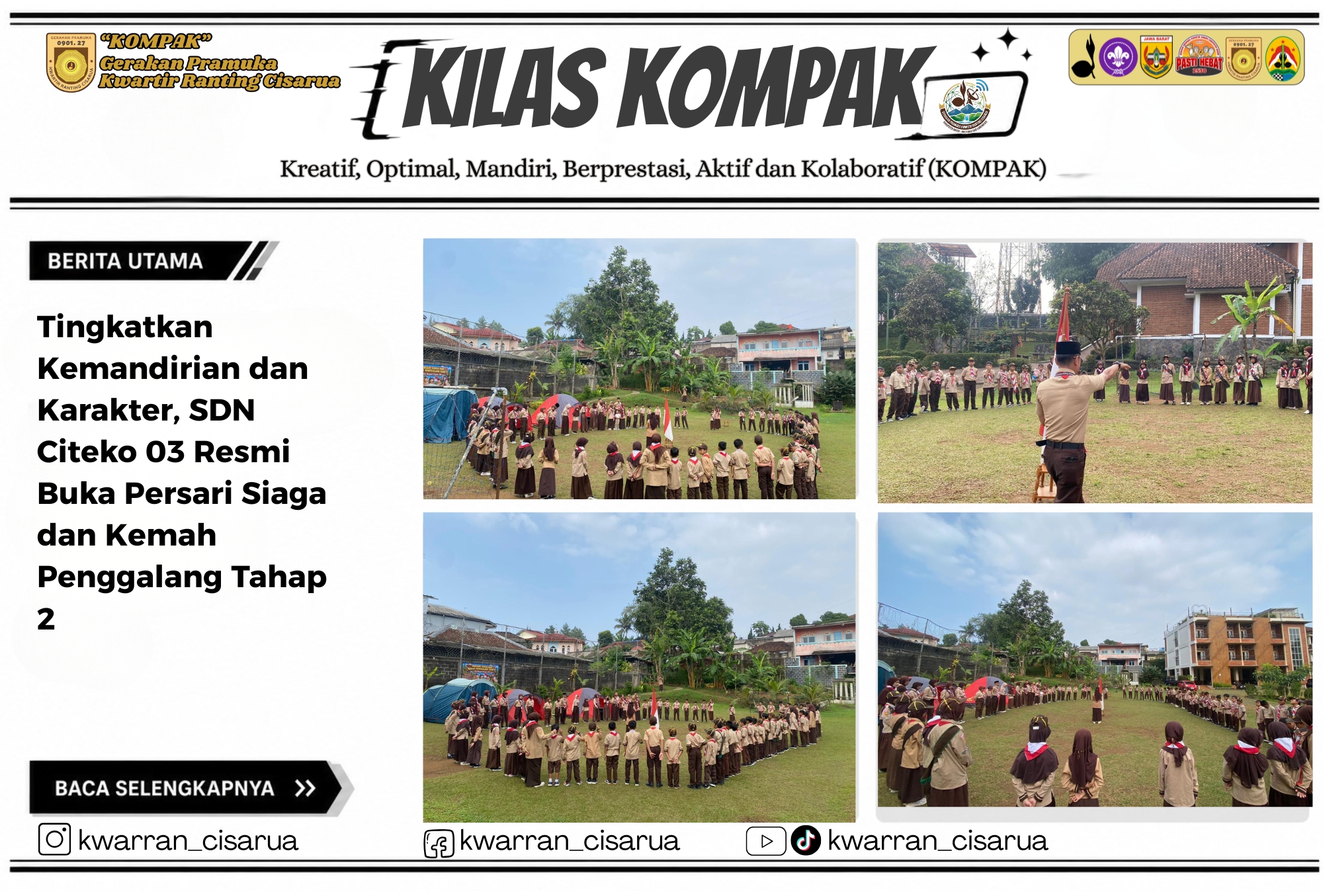 Tingkatkan Kemandirian dan Karakter, SDN Citeko 03 Resmi Buka Persari Siaga dan Kemah Penggalang Tahap 2
