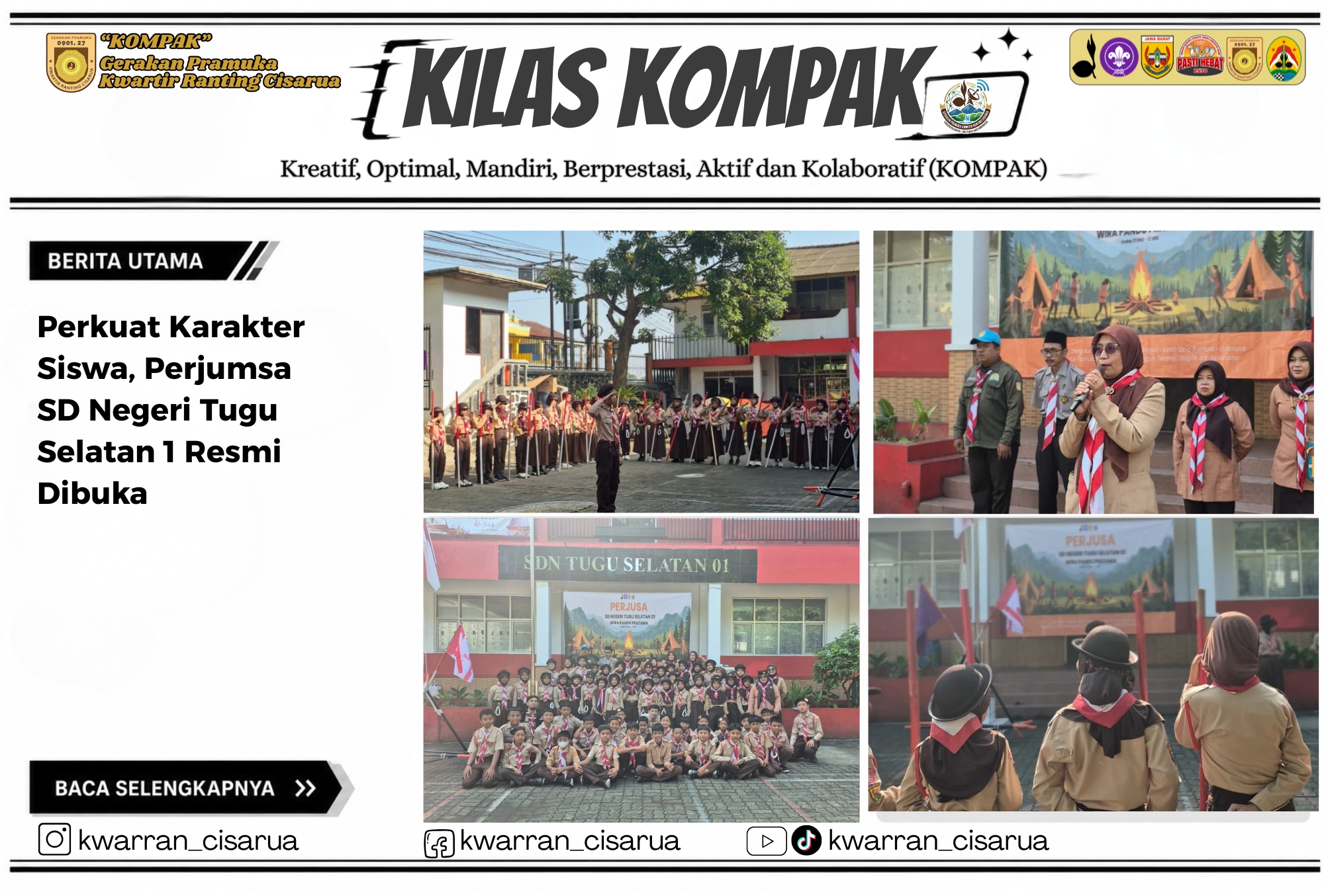 Perkuat Karakter Siswa, Perjumsa SD Negeri Tugu Selatan 1 Resmi Dibuka