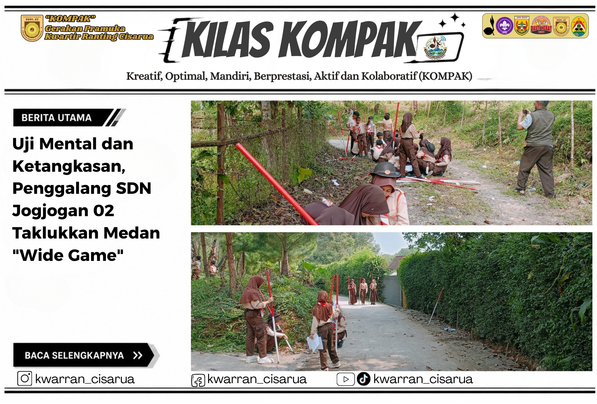Uji Mental dan Ketangkasan,  Penggalang SDN Jogjogan 02 Taklukkan Medan "Wide Game"