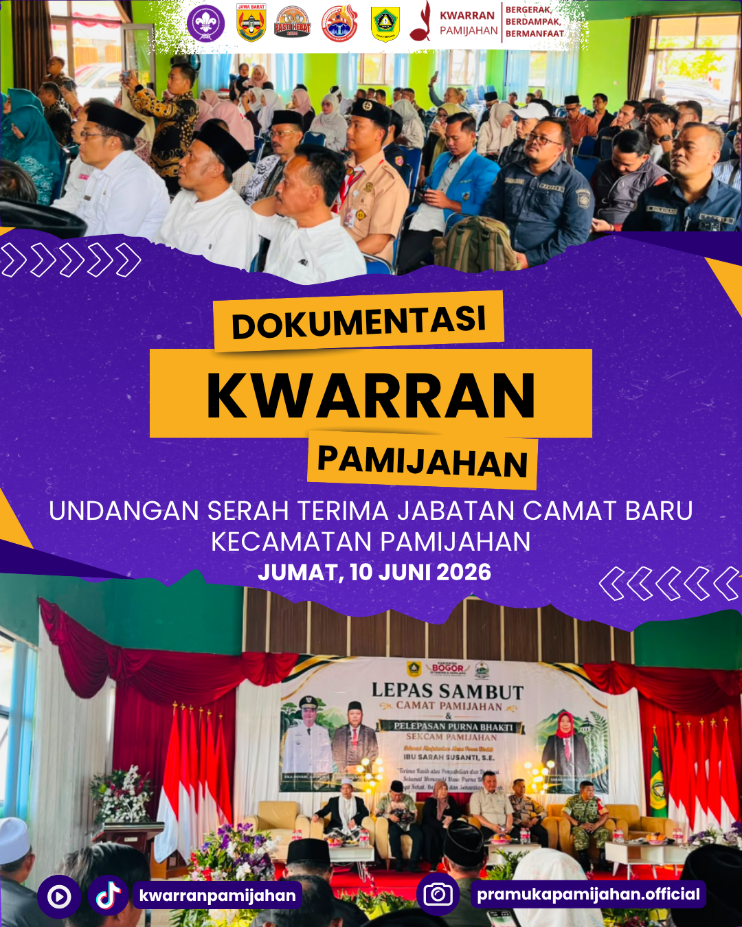 ⚜️🤝 Perkuat Sinergi dengan Pemerintah! Kwarran Pamijahan Hadiri Serah Terima Jabatan Camat Pamijahan 🔥