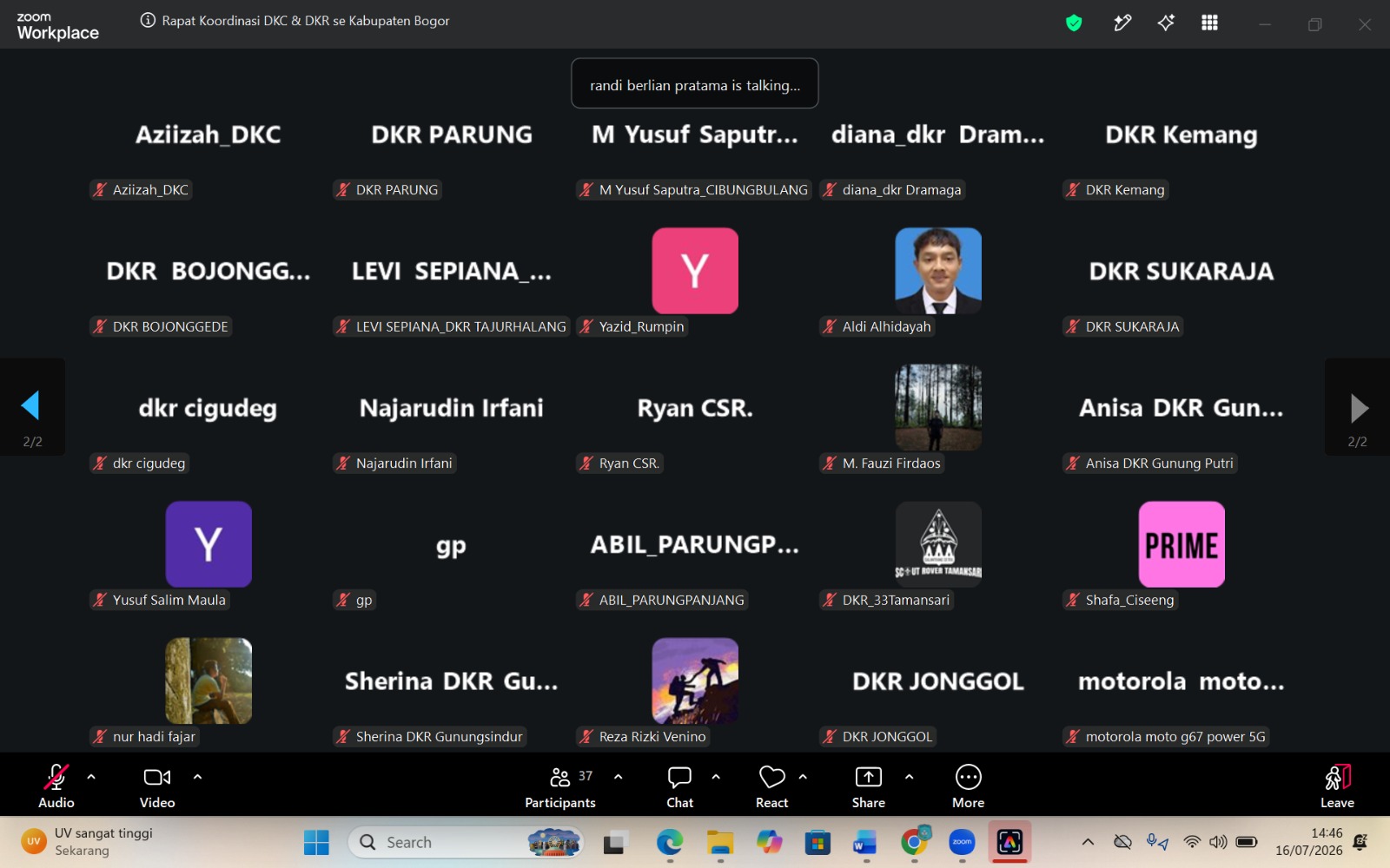 DKR Jonggol Ikuti Rapat Koordinasi DKC–DKR se-Kabupaten Bogor Secara Daring Virtual Zoom Meeting