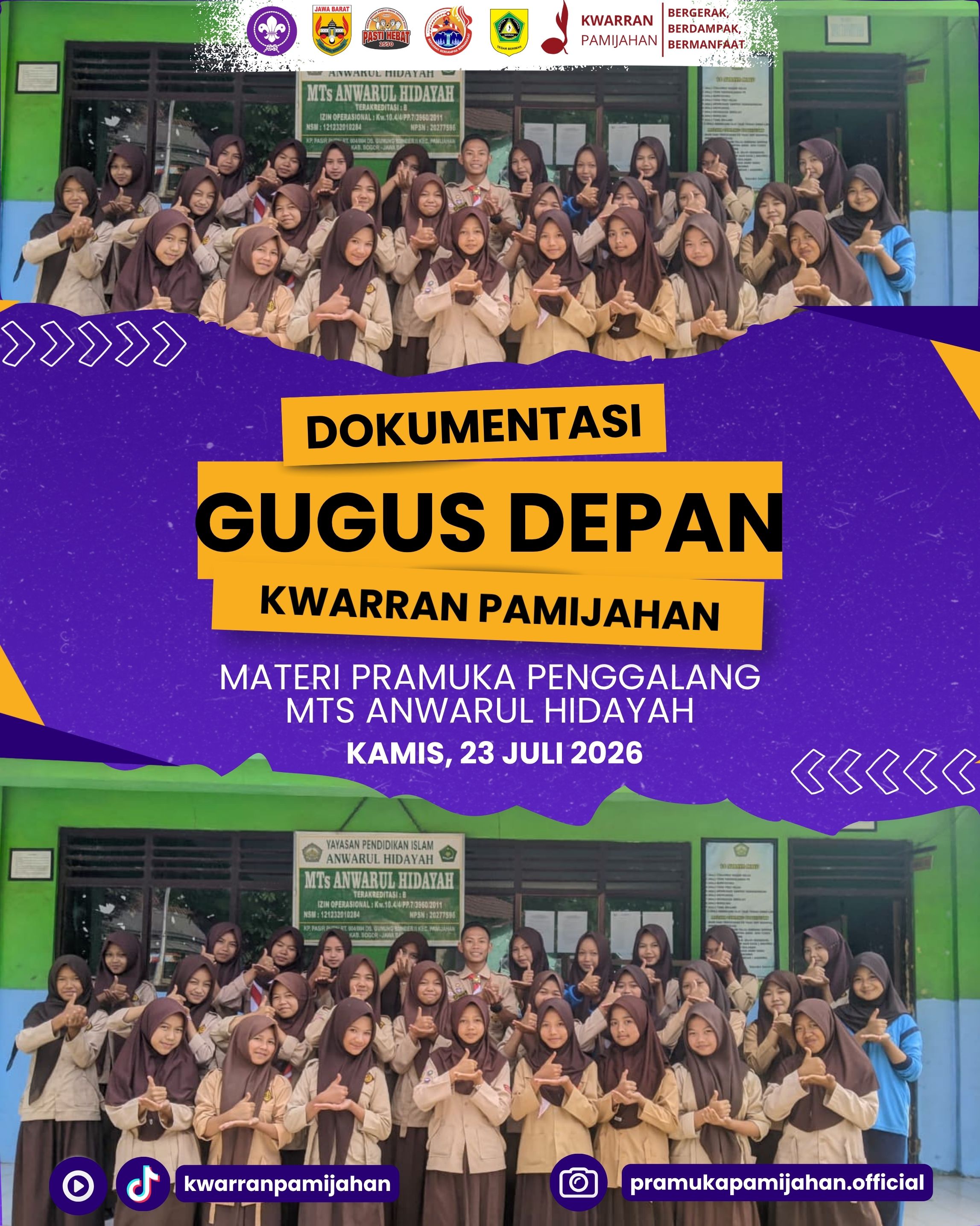 ⚜️📖 Bangun Karakter dan Jiwa Kepemimpinan! Pramuka Penggalang MTs Anwarul Hidayah Laksanakan Latihan Rutin Mingguan
