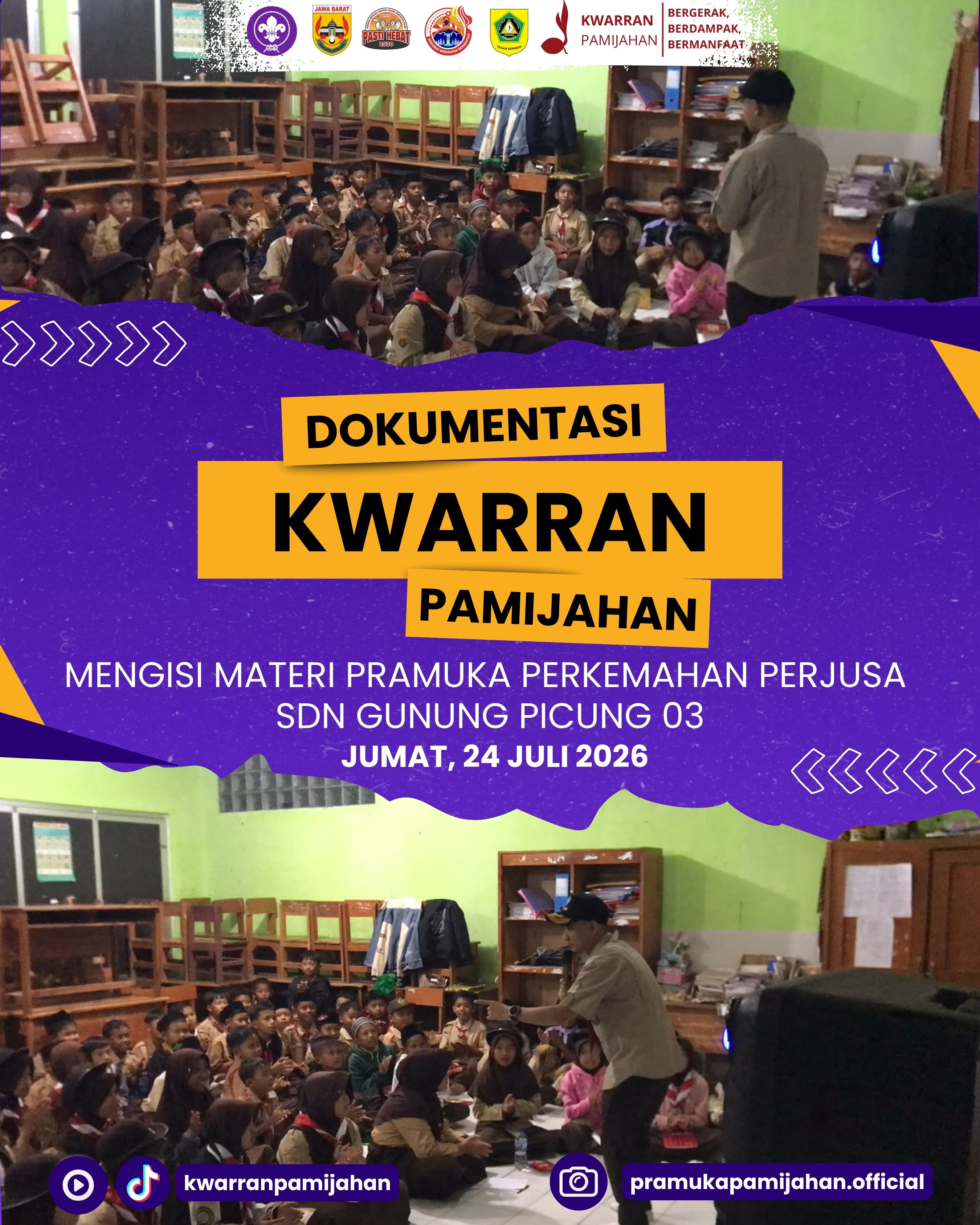 ⚜️🏕️ Semangat Perjusa! Ketua Kwarran Pamijahan Berikan Materi Kepramukaan pada Perkemahan Jumat–Sabtu SDN Gunung Picung 03
