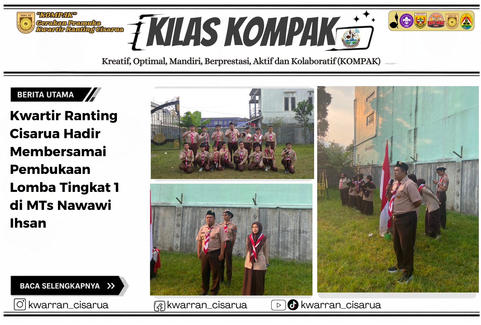 Kwartir Ranting Cisarua Hadir Membersamai Pembukaan Lomba Tingkat 1 di MTs Nawawi Ihsan