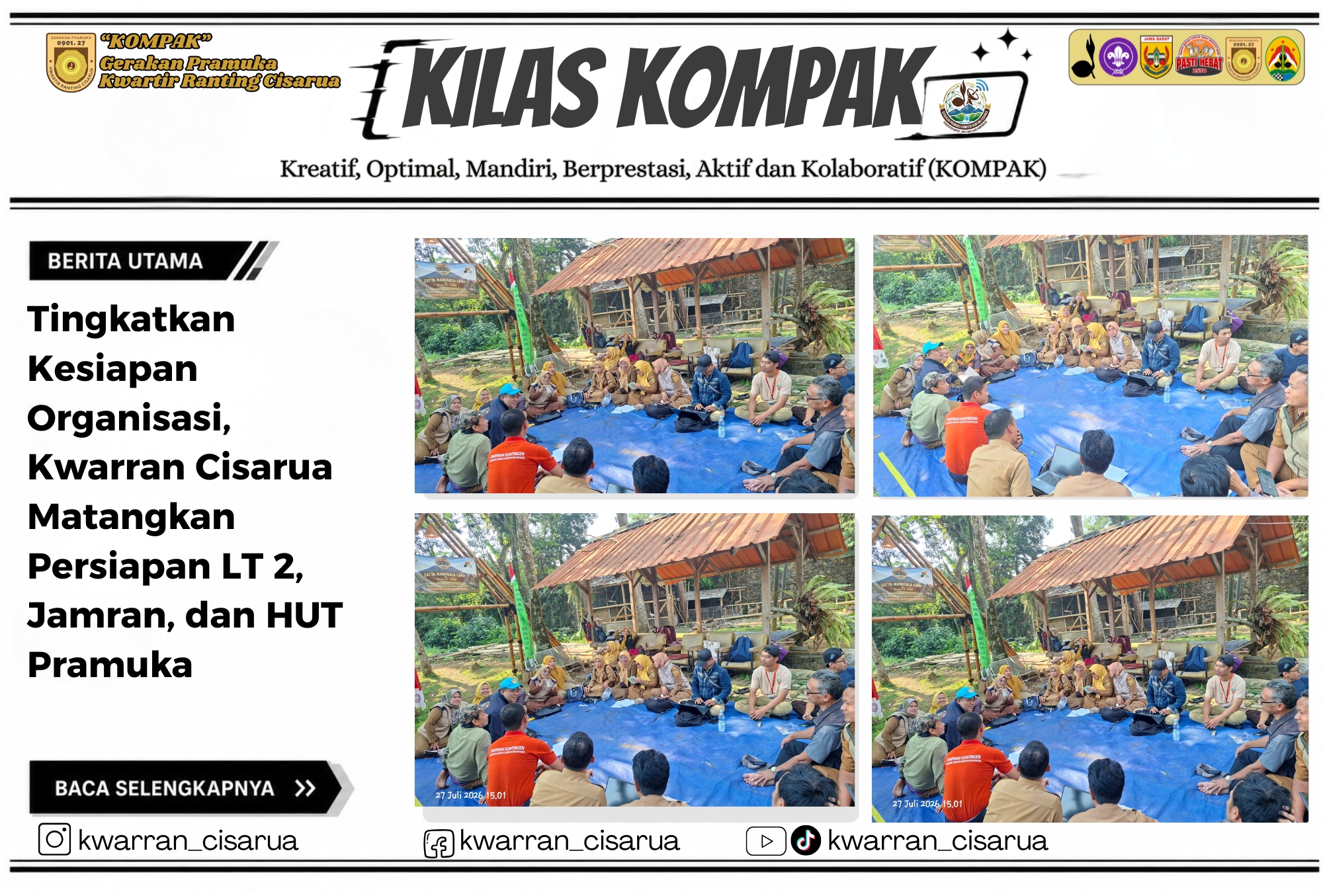 Tingkatkan Kesiapan Organisasi, Kwarran Cisarua Matangkan Persiapan LT 2, Jamran, dan HUT Pramuka