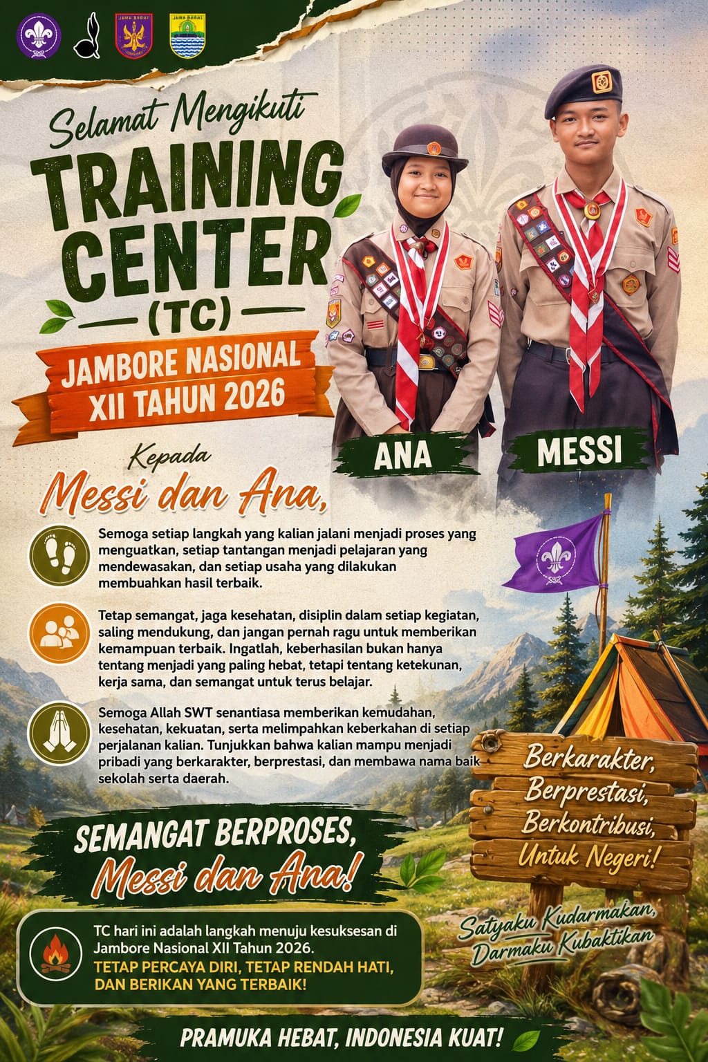 Kwarran Jonggol Kirimkan Dua Peserta Mengikuti Pemusatan Latihan ke III Jambore Nasional 2026 Kontingen Kwarcab Kabupaten Bogor