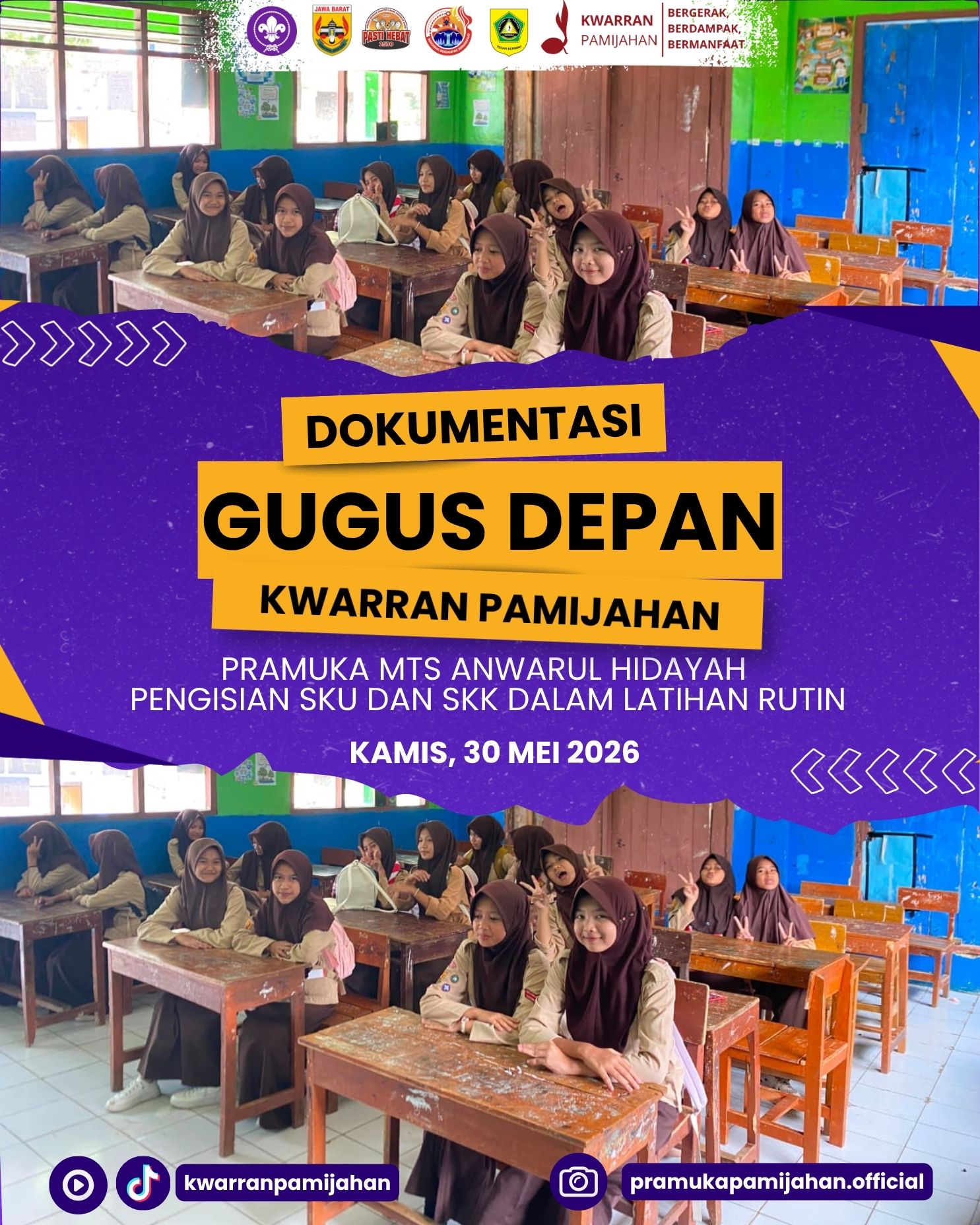 ⚜️📖 Pramuka MTs Anwarul Hidayah Kenali Tanda Pengenal serta Pengisian SKU dan SKK dalam Latihan Rutin