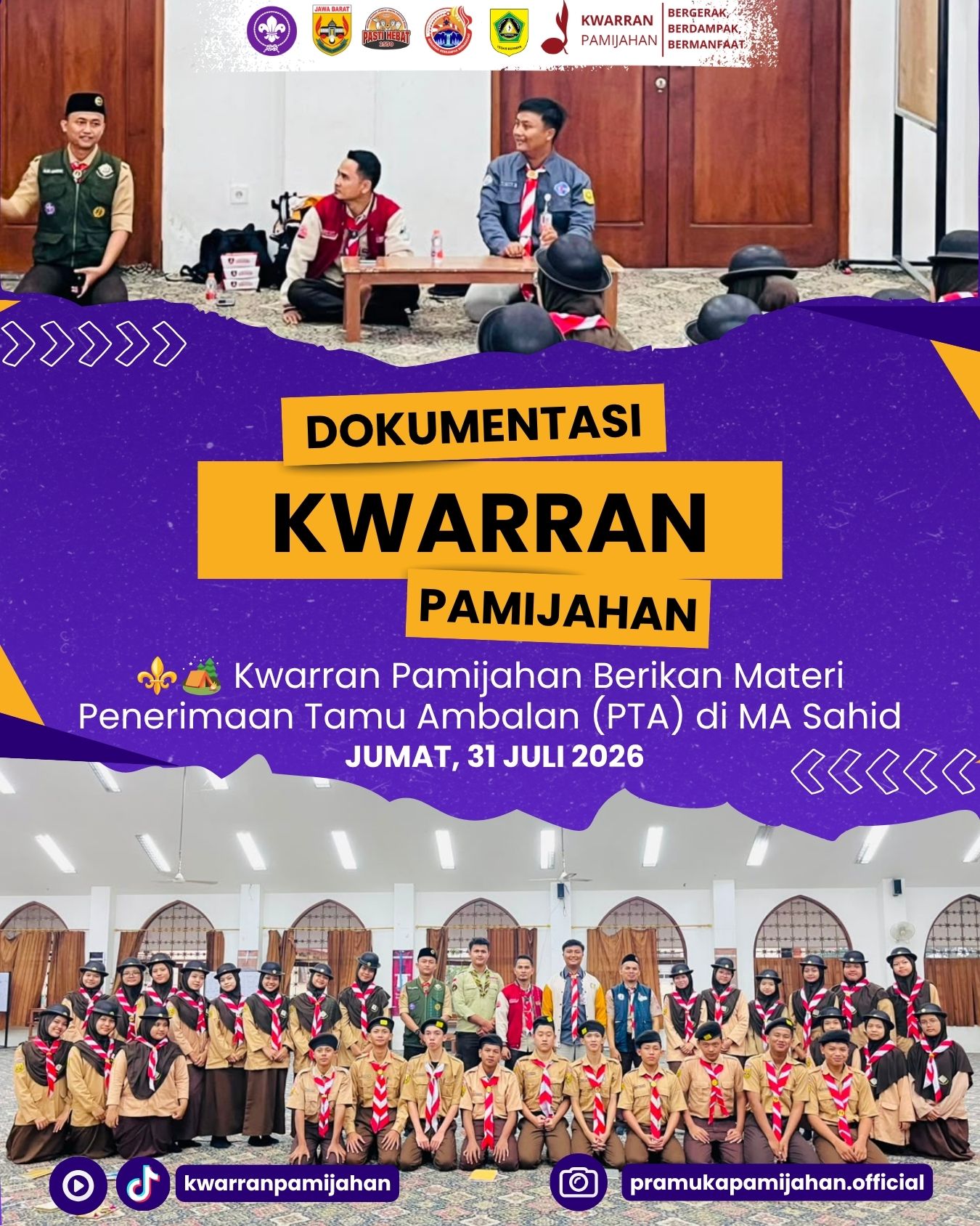 ⚜️🏕️ Kwarran Pamijahan Berikan Materi Penerimaan Tamu Ambalan (PTA) di MA Sahid