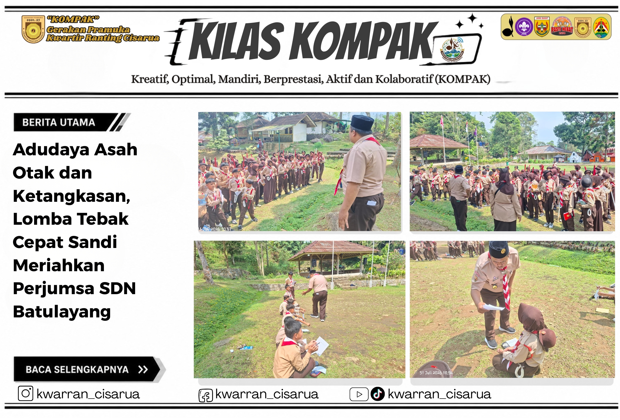 Adudaya Asah Otak dan Ketangkasan, Lomba Tebak Cepat Sandi Meriahkan Perjumsa SDN Batulayang