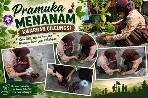 Azelia Krisdian Pramuka SMPN 1 Cileungsi Tanam Sayuran dalam Program Pramuka Menanam Kwarran Cileungsi