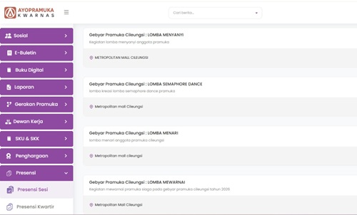 Kwarran Cileungsi Uji Coba Absensi Digital AyoPramuka pada Gebyar Pramuka Cileungsi Tahun 2026