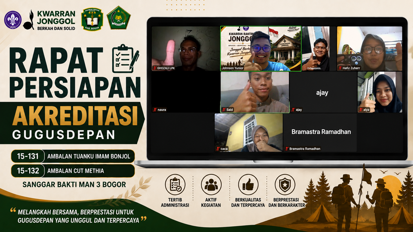 Kwarran Jonggol Gelar Pemantapan Persiapan Akreditasi Gugusdepan MAN 3 Bogor Secara Virtual