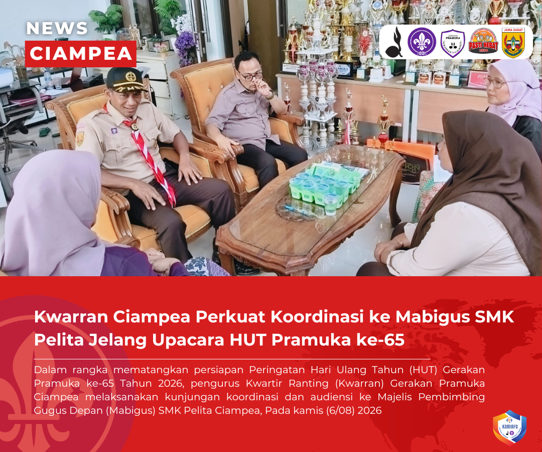 Kwarran Ciampea Perkuat Koordinasi ke Mabigus SMK Pelita Jelang Upacara HUT Pramuka ke-65