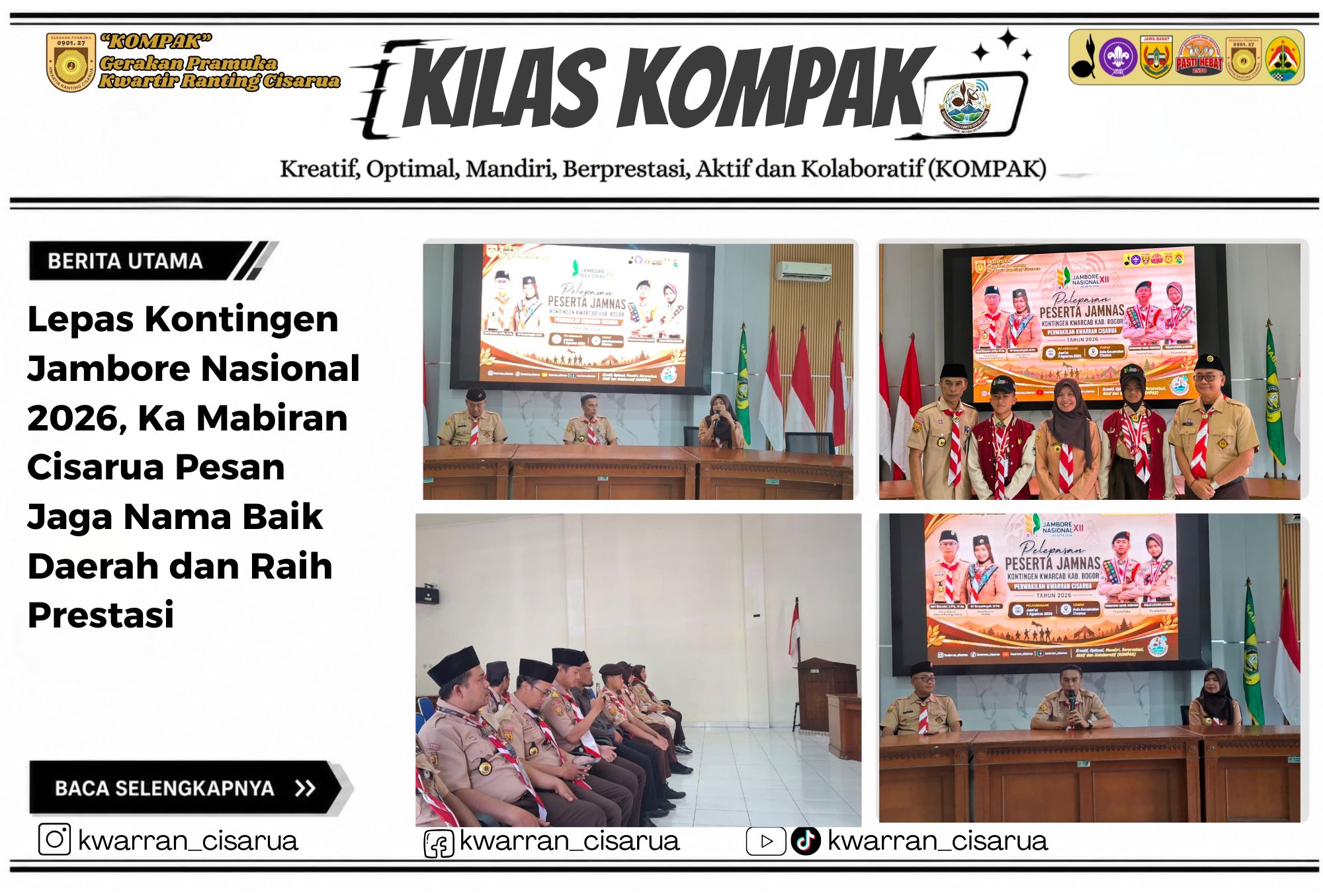 Lepas Kontingen Jambore Nasional 2026, Ka Mabiran Cisarua Pesan Jaga Nama Baik Daerah dan Raih Prestasi
