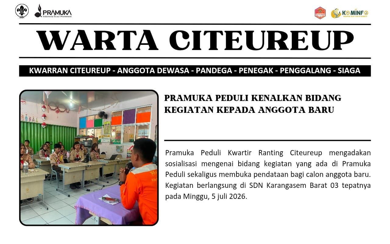 Pramuka Peduli Kenalkan Bidang Kegiatan kepada Anggota Baru