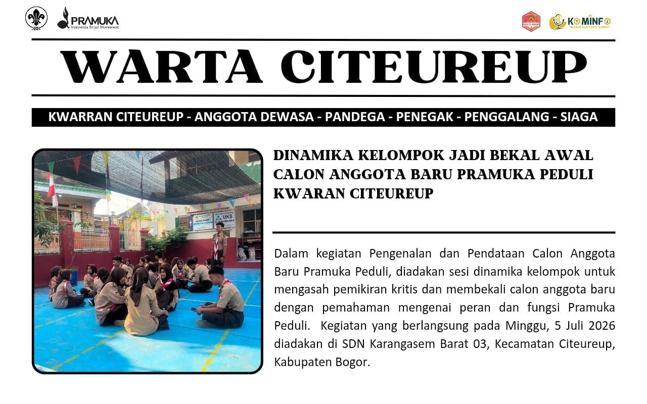 Dinamika Kelompok Jadi Bekal Awal Calon Anggota Baru Pramuka Peduli Kwaran Citeureup