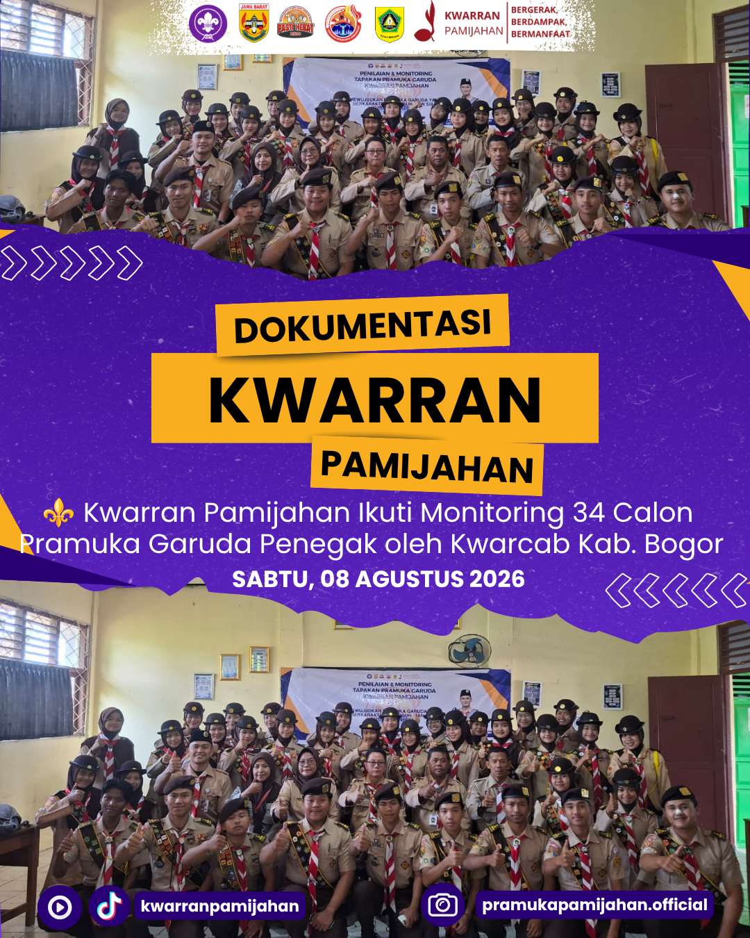 ⚜️ Kwarran Pamijahan Ikuti Monitoring 34 Calon Pramuka Garuda Penegak oleh Kwarcab Kabupaten Bogor
