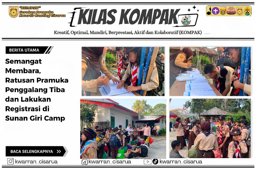 Semangat Membara, Ratusan Pramuka Penggalang Tiba dan Lakukan Registrasi di Sunan Giri Camp