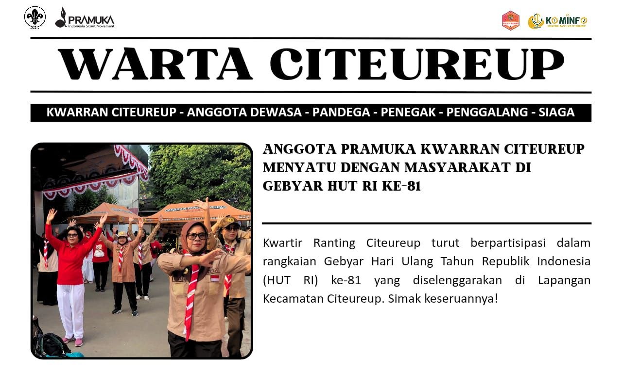 Anggota Pramuka Kwarran Citeureup Menyatu dengan Masyarakat di Gebyar HUT RI ke-81