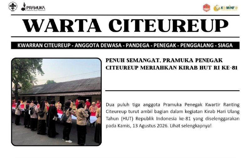 Penuh Semangat, Pramuka Penegak Citeureup Meriahkan Kirab HUT RI ke-81
