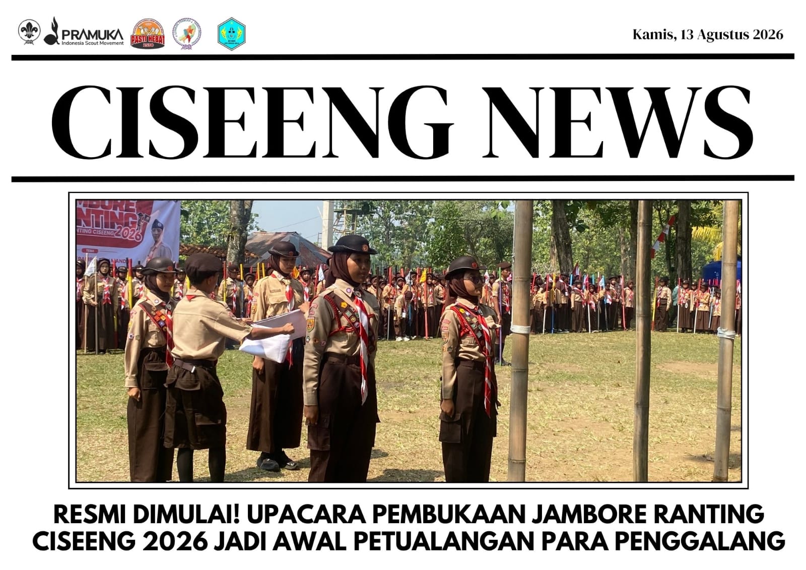 Resmi Dimulai! Upacara Pembukaan Jambore Ranting Ciseeng 2026 Jadi Awal Petualangan Para Penggalang