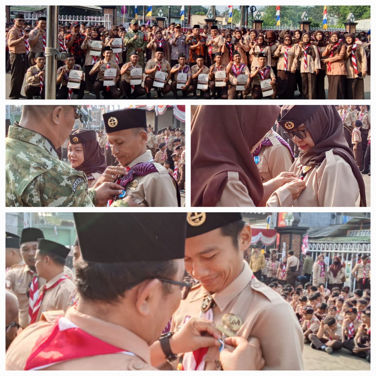 Peringati HUT Pramuka ke-65 di Lapangan Kecamatan, Sekcam Dramaga Sematkan TPOD untuk Pengurus dan Pembina