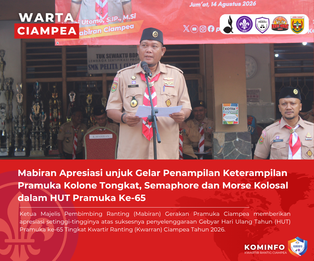 Mabiran Apresiasi unjuk Gelar Penampilan Keterampilan Pramuka Kolone Tongkat, Semaphore dan Morse Kolosal dalam HUT Pramuka Ke-65