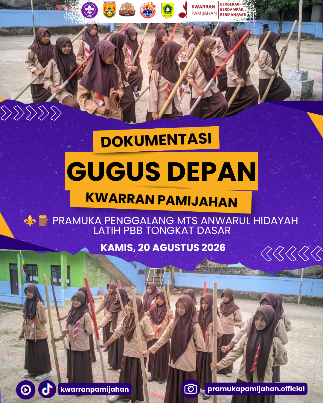 ⚜️🪵 Tingkatkan Kedisiplinan dan Keterampilan! Pramuka Penggalang MTs Anwarul Hidayah Latih PBB Tongkat Dasar