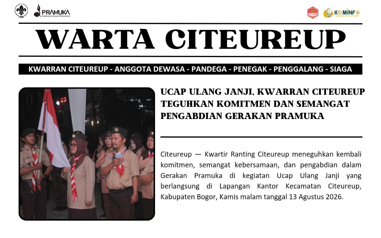 Ucap Ulang Janji, Kwarran Citeureup Teguhkan Komitmen dan Semangat Pengabdian Gerakan Pramuka