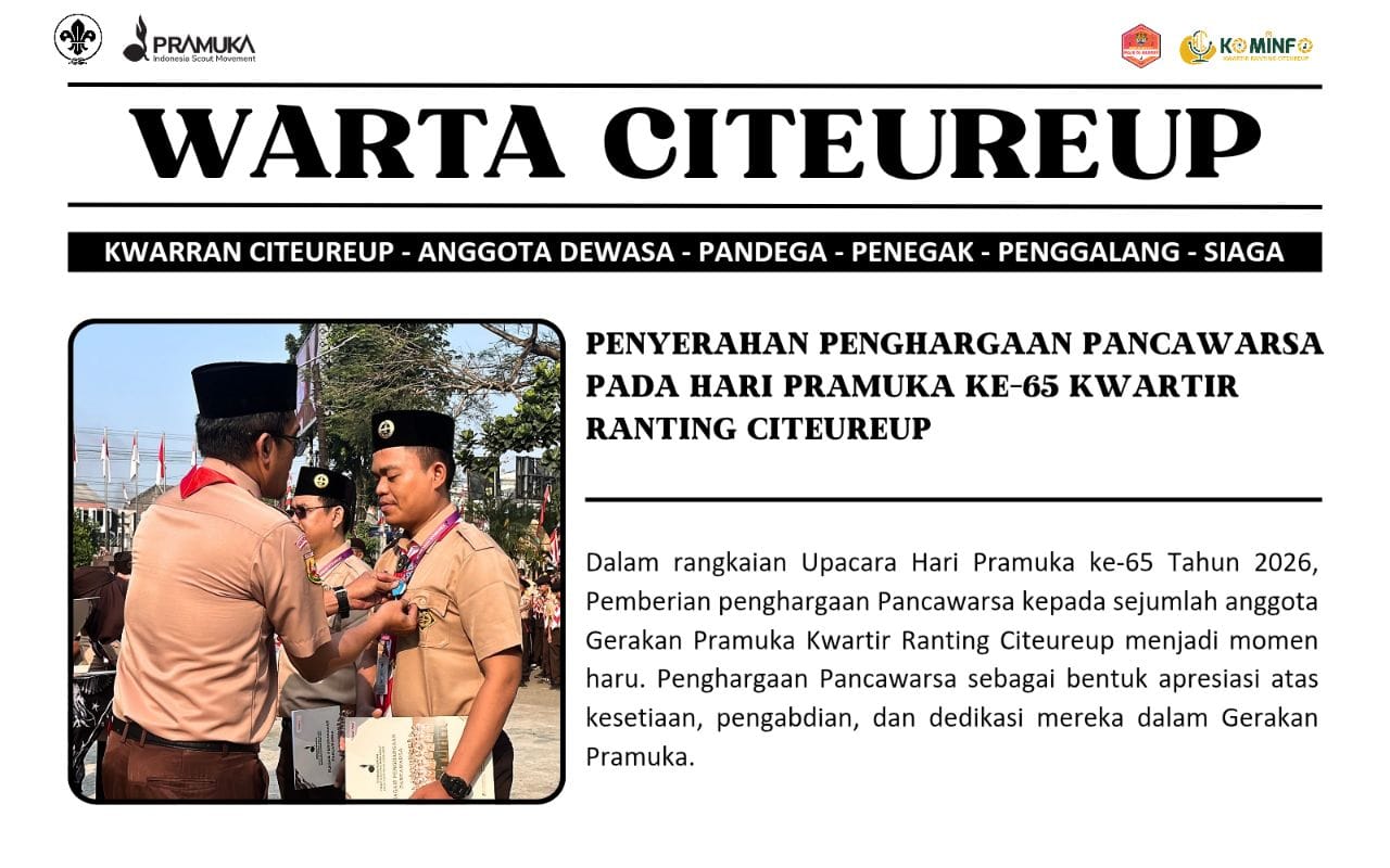 Penyerahan Penghargaan Pancawarsa pada Hari Pramuka ke-65 Kwartir Ranting Citeureup